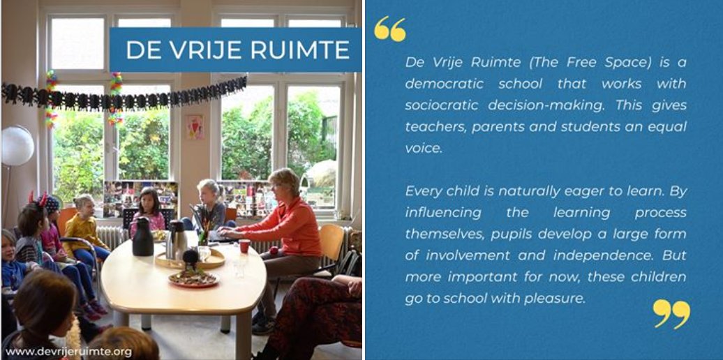 Meet one of the schools featured in School Circles film: @DeVrijeRuimte1 #democraticeducation #enjoyschool #sociocrcy #learning