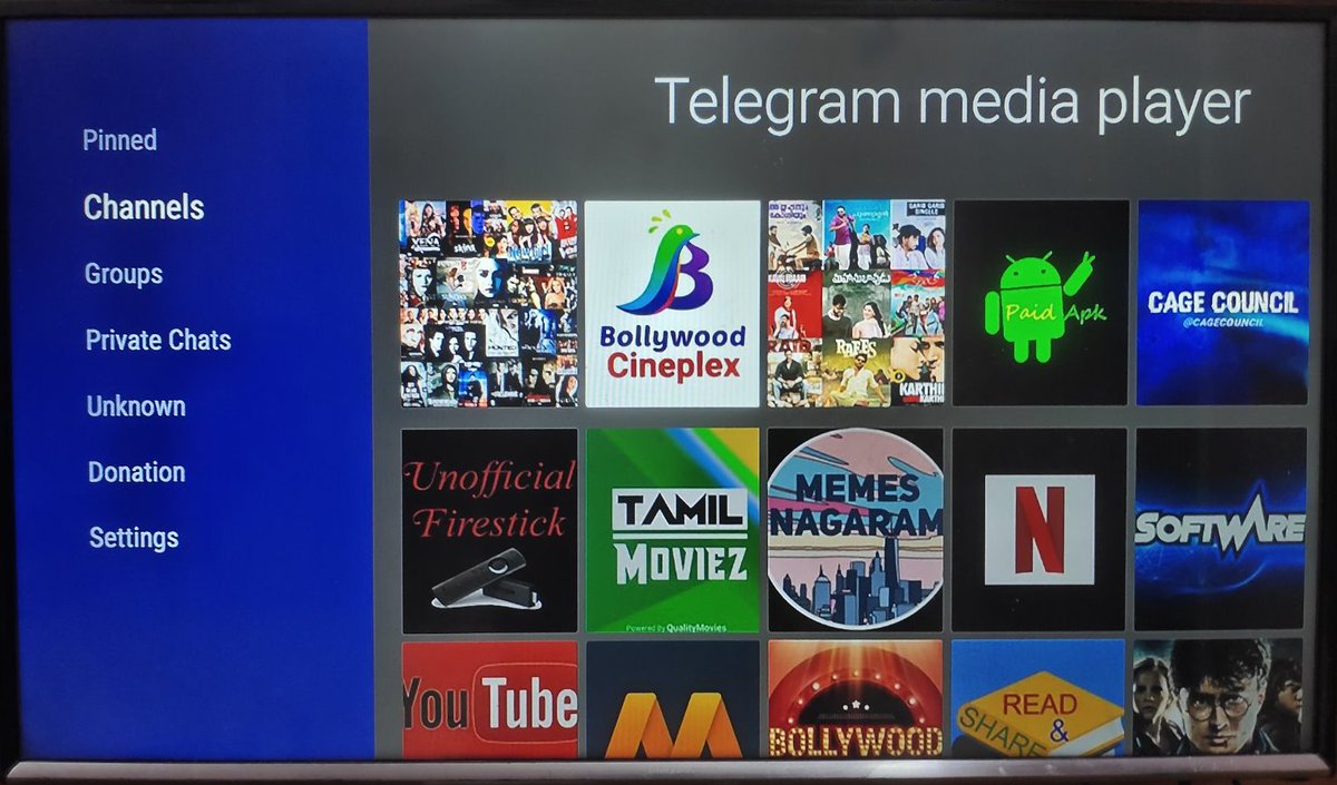 மேல்சொன்ன வழிமுறையில் TMP appபை மொபைல் டூ டிவி/firetvstick அனுப்பி இன்ஸ்டால் செய்துகொள்ளவும். Appபை ஓபன் செய்ததும் உங்கள் Telegramஇல் பதிந்த மொபைல் எண் மற்றும் OTP கேட்கும். குடுத்த மாத்திரத்தில் உங்கள் மொபைலில் எந்தந்த சேனல்களில் இருக்கிறீர்களோ அவையனைத்தும் டிவி திரையில் காணலாம்