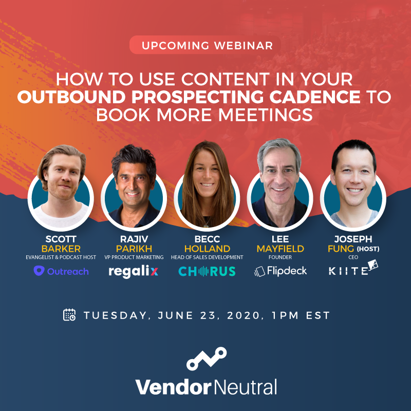 We all know content is king, but where does it live in the context of your outbound prospecting efforts? Get your master class from the experts themselves! Grab your spot ow.ly/Hw6Y50A6fRi  
#webinar #sales #tech #business #entrepreneur #prospecting #remotework #wfh