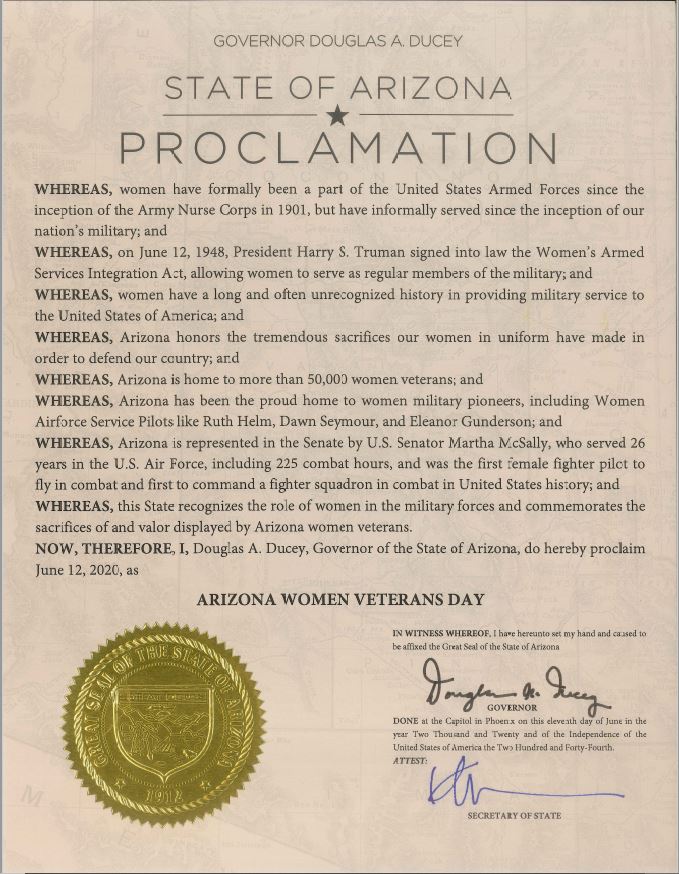 Happy Arizona Women Veterans Day! Join us in honoring the service & sacrifice of our women veterans and their families.  #AZVETS #WomenVeteransDay