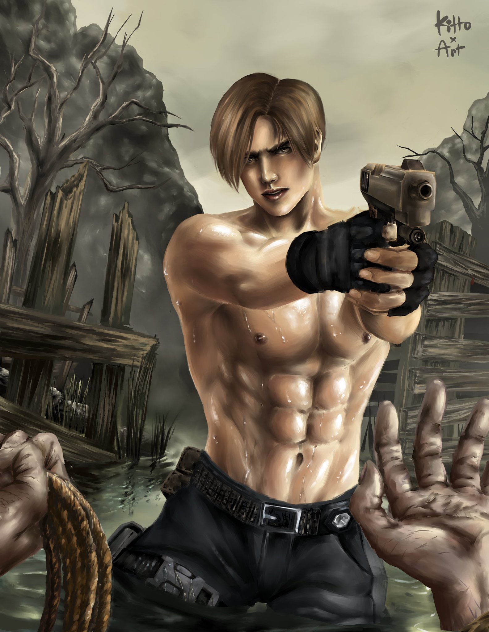 “RE4 Leon Kennedy fanart because RE4 Leon is 🔥! 

#Residen...