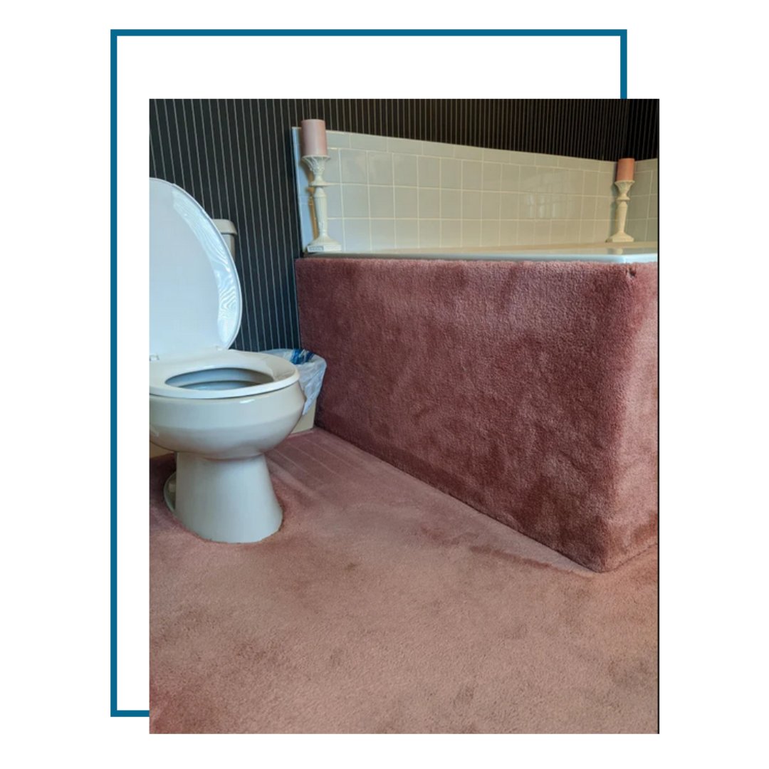 OmahaNari's tweet image. We wonder why carpet in a bathroom was ever an idea, let alone something people actually did 🤦‍♂️ #carpet #bathroom #homefail #NARI #NARIgreateromaha