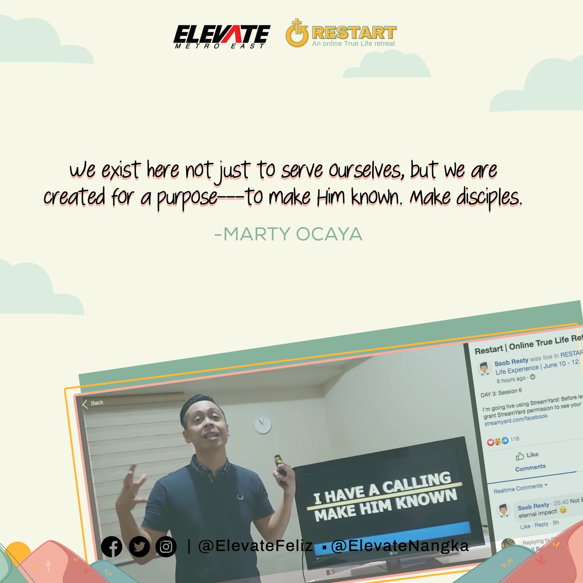 ElevateFeliz's tweet photo. We should know who we are and what our purpose in this world is. Refraining from doing deeds that aren't aligned to our mission. We exist for a certain reason---and that is to be of His service!
#ElevateFeliz
#ElevateNangka
#Cluster4
#OnlineTrueLifeRetreat
#TimeToRESTART https://t.co/3ttWwlMja0