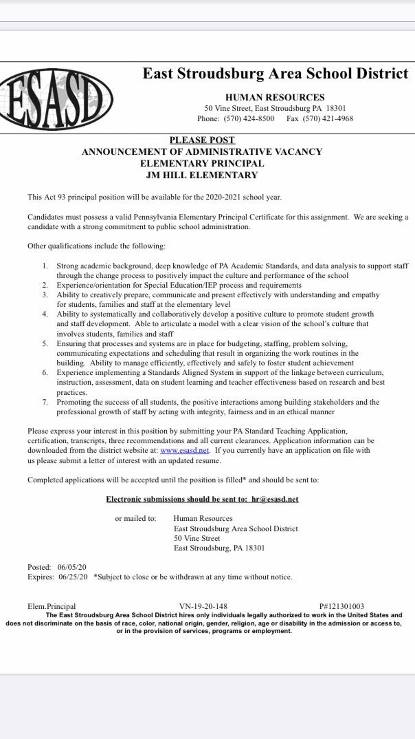 Administrative Vacancy