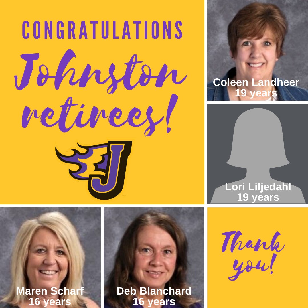 JohnstonCSD's tweet photo. Best wishes to our 14 JCSD retirees! Thank you for your many years of service to our school community. https://t.co/qr6vDWg0tL