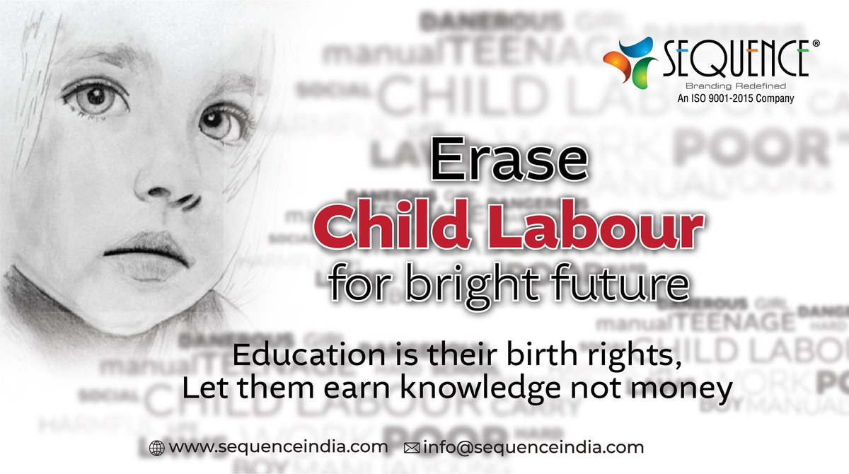 sequenceindia's tweet photo. If We Want To Develop Our Country We Should First Develop A Bright Future For These Children.
World Day Against Child Labour.
#SequenceValues #childlabour #childlabourday2020 #digitalmarketing #advertising #branding #publicrelation #events #corporategifting #kochi #mumbai https://t.co/1g0nahNUOh