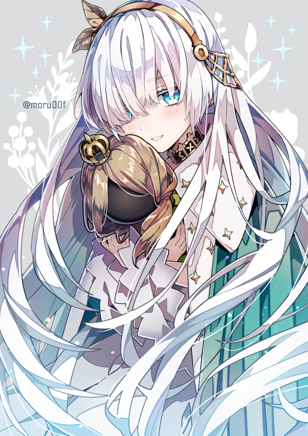 anastasia (fate) 1girl long hair blue eyes white hair solo hairband dress  illustration images