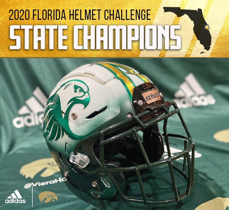 VieraHawks's tweet photo. It’s official Hawk Fans....We are 2020 Florida Helmet Challenge State Champs!!! 🏆
Kudos to all that supported and voted for our helmet. We’re honored to represent Florida next week during the National Tournament.
Thanks @FlaHSFootball @hshelmettourney
#TeamFL #VoteViera https://t.co/a1GP9Dch6Z