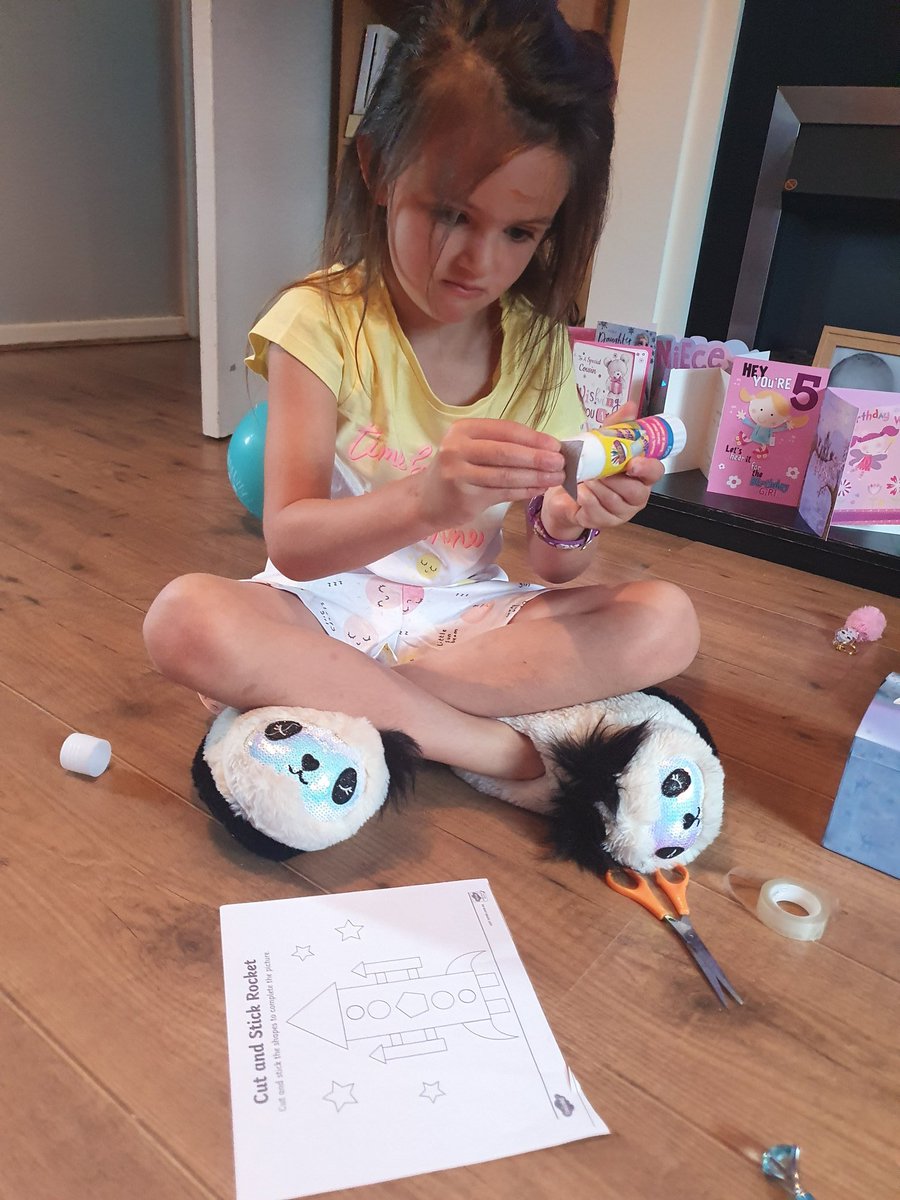 sh4n15's tweet photo. @athersleynp Rubie cutting and sticking her rocket and done a little bit of colouring that needs finishing https://t.co/IUTjWIg79Z