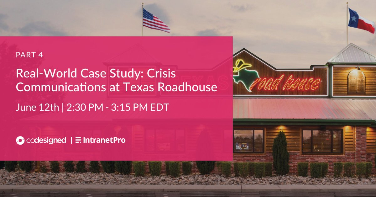 codesigned's tweet image. Join today&apos;s webinar at 11:30 AM PT/ 2:30 PM ET to learn how @texasroadhouse pivoted the business model of +600 #restaurants, to transition from a dine-in to a dine-out #restaurant to continue to serve customers &amp;gt;&amp;gt; hubs.ly/H0rqqrd0 #RestaurantTech #InternalComms #HR #QSR