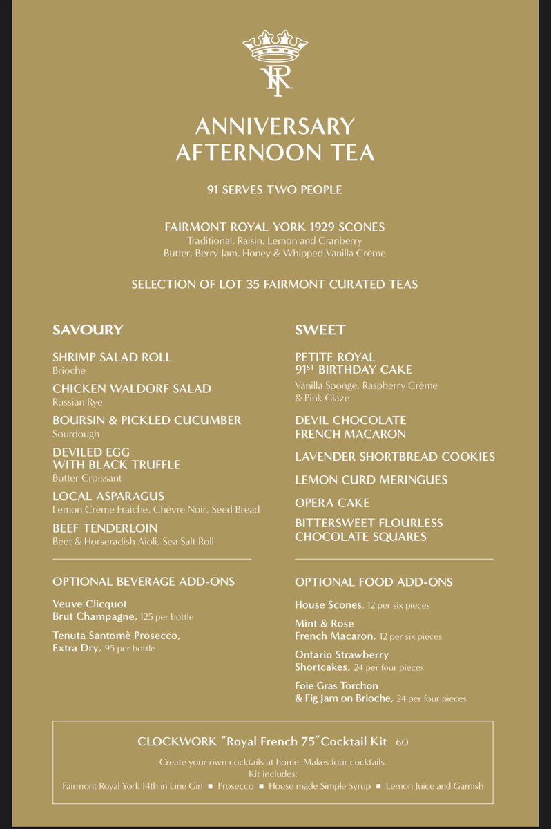 FairmontRYH's tweet photo. Enjoy our Afternoon Tea in the comfort of your own home this summer. 🎂🥂

Click here to order our Anniversary Afternoon Tea To-Go by June 18 for pickup on June 20 or 21. 🎂🥂: https://t.co/aVh1g1OsEs

#FairmontTea #FairmontAtHome #ALLAtHome #TorontoToGo https://t.co/m9tla036H0