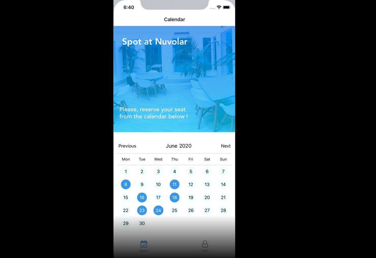 strykeio's tweet photo. Our good friends at @nuvolarworks developed a very nice mobile app using #Stryke as the backend to help them reserve seats at the office, while maintaining social distancing. #COVID19 https://t.co/7NsKpw8VGk