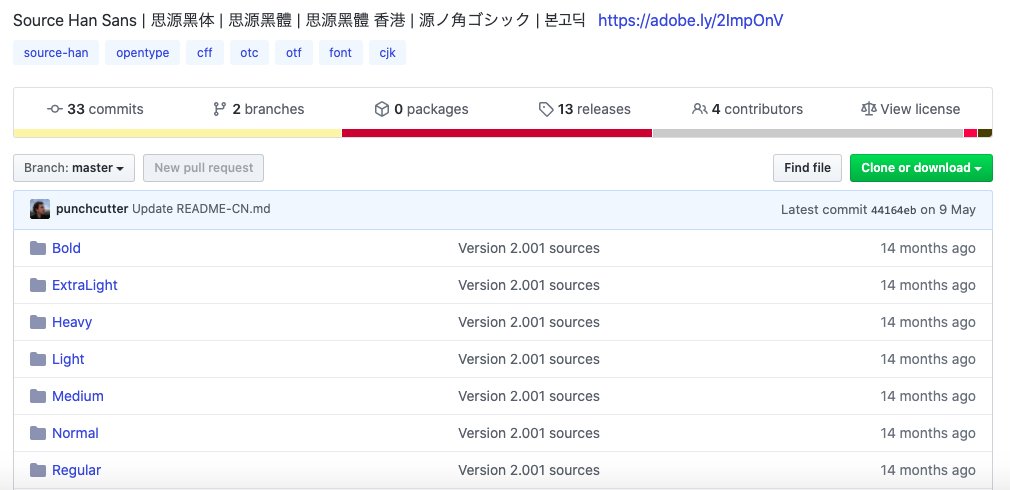 tk_straycat's tweet image. 僕のYouTubeチャンネルは、中国繁体字を頻繁に利用していますがFONTは下記のモノを使ってます。

源ノ角ゴシック

Bold/ExtraLight/Heavy/Light/Medium/Normal/Regular/(７種類)

#SourceHanSans #思源黑体 #思源黑體思源黑體香港 #源ノ角ゴシック #본고딕

github.com/adobe-fonts/so…