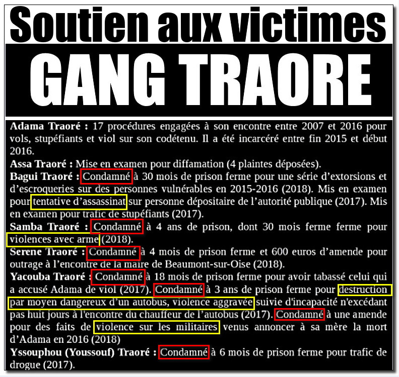 Le manant de base on X: "@tvlofficiel Ces 7 condamnations (pour 5 membres  de la famille #Traore ) sont des décisions de justice publiques. On sera  très intéressé de connaître la suite