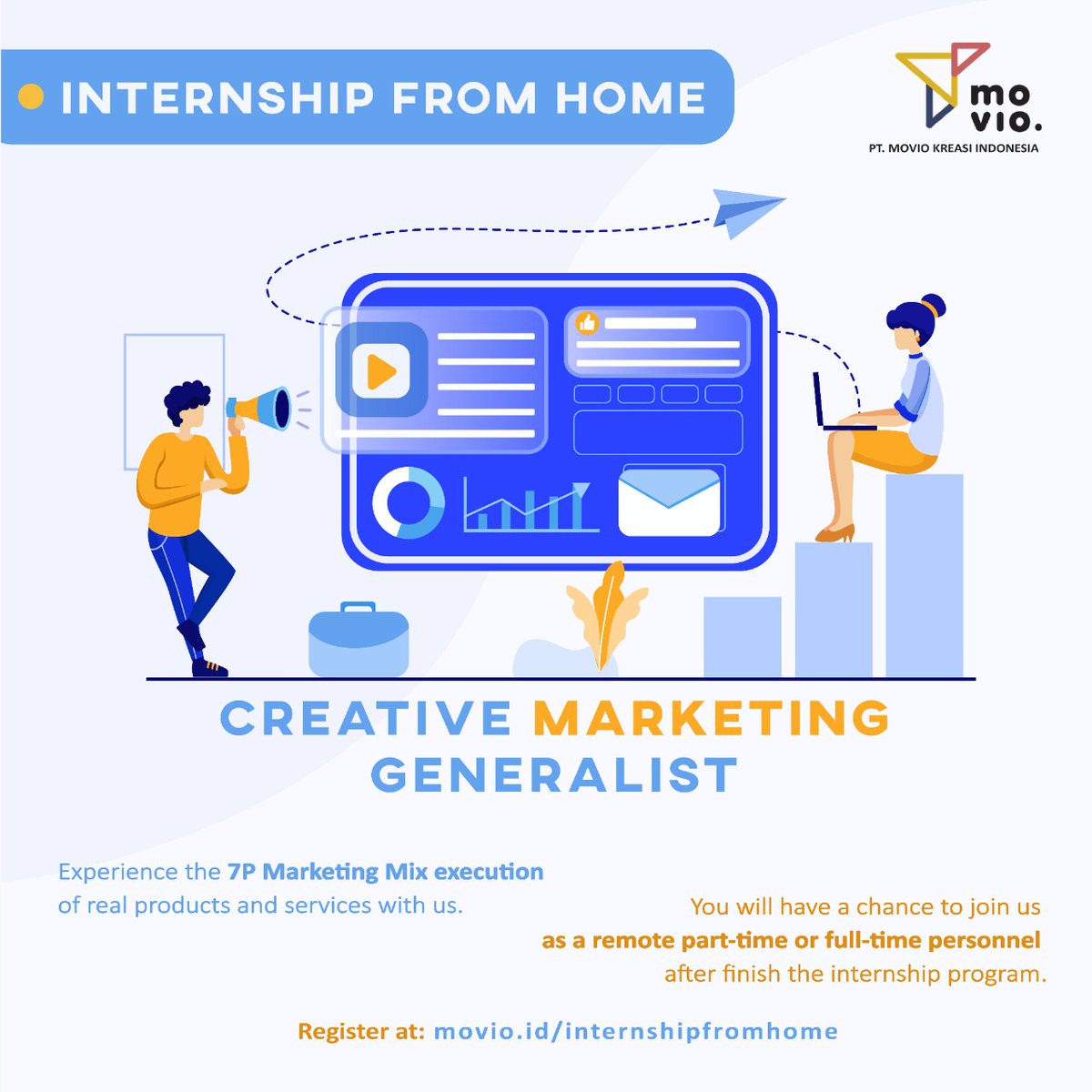 CDCUIcareer's tweet image. PT. Movio Kreasi Indonesia
Internship From Home

#universitasindonesia 
#dpkhaui 
#internship 
#fromhome
#Viral