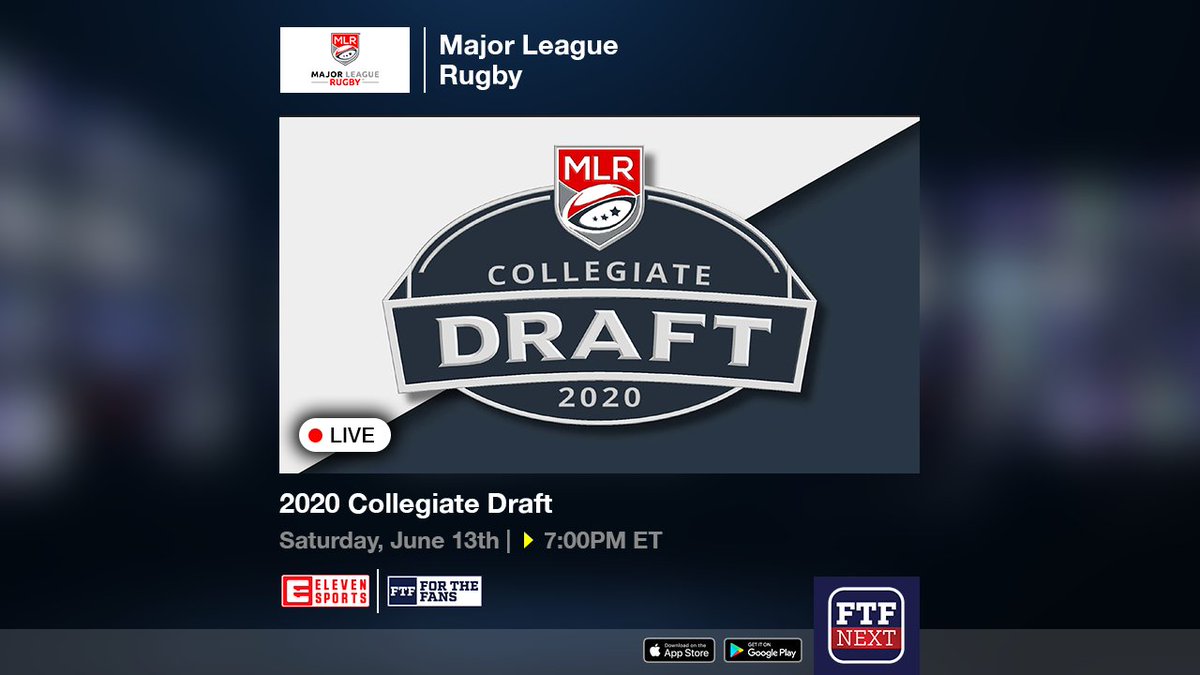 Who will be your new favorite players in the MLR? Watch the 2020 Collegiate Draft on FTF! Watch on FTFNext.com or go to ftflive.com/channels to see where you can watch TOMORROW, June 13th at 7:00 pm ET🏉 #Rugby #Draft #MLR @usmlr