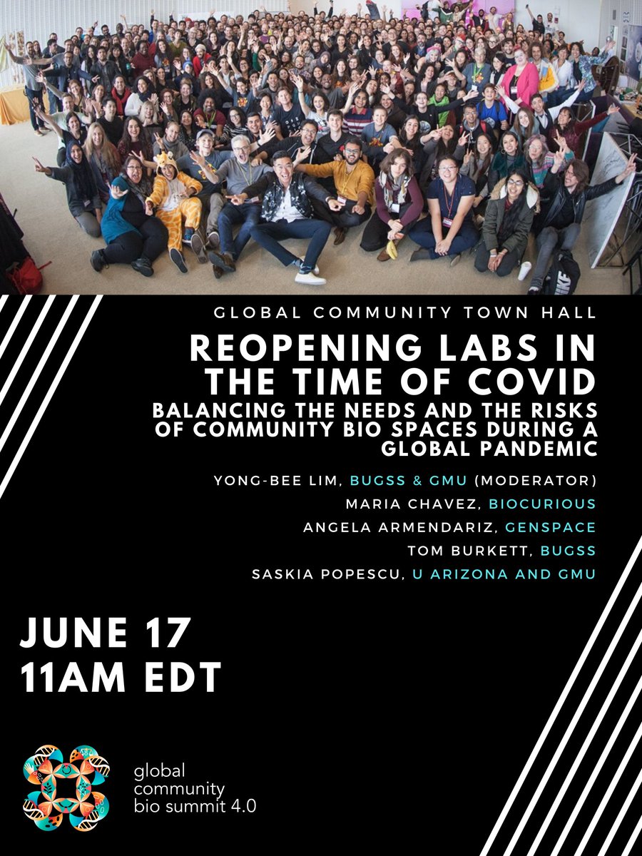 As promised! 

Join my #DIYBio and #publichealth colleagues <a href="/IshyMaria/">Maria Chavez</a> <a href="/bioCURIOUSlab/">bioCURIOUS</a>, Angela Armendariz <a href="/genspacenyc/">Genspace</a>, Tom Burkett @BUGSS, and #biodefense <a href="/ScharSchool/">Schar School</a> <a href="/SaskiaPopescu/">Dr. Saskia Popescu</a> on June 17, 11:00 AM - 12:00 PM EST with the following Zoom Link: 

mit.zoom.us/j/94623062225?…
