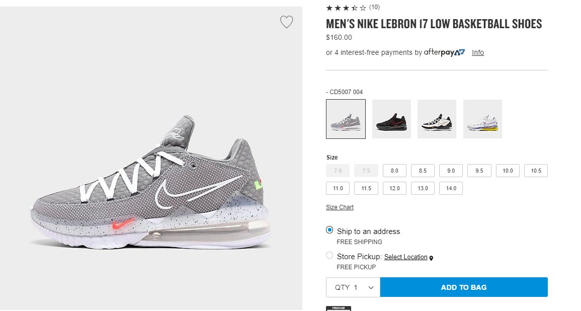 finish line lebron 17 low