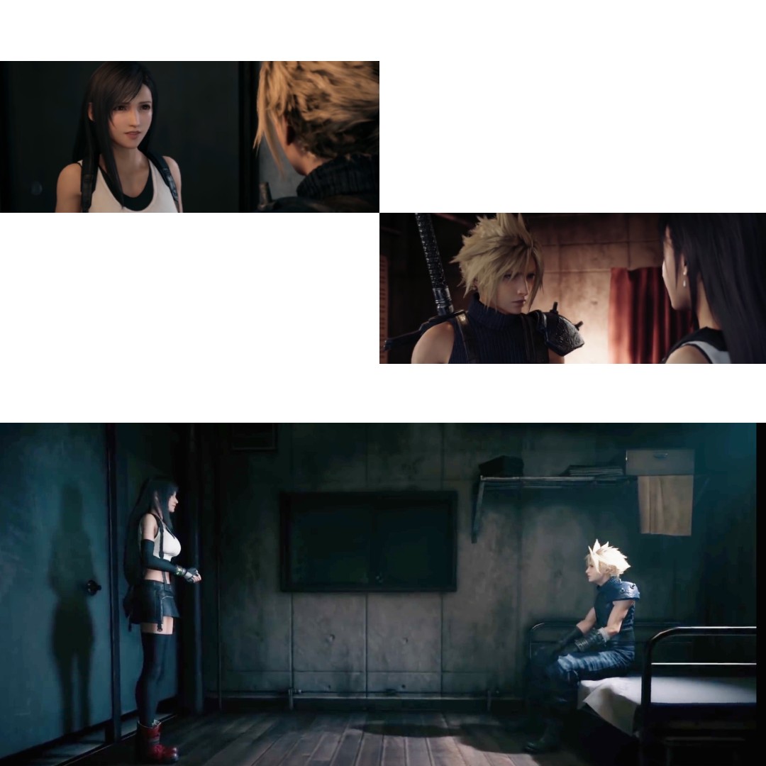 In OG, Cloud slept at the bar downstairs along w/ the others while in 7R he slept in an apartment right beside Tifa's room. Albeit their room were separated, SE added the private scenes w/ intimate atmosphere between these two only 
