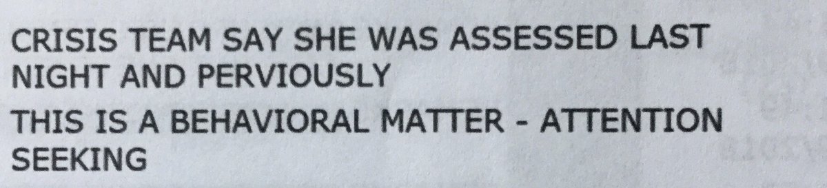 Ah yes, the difference between expected practice, and reality👇🏻. They also asserted to Police I had capacity without seeing me...🤦🏼‍♀️

#NHS #MentalHealth #SuicidePrevention #HarmedByPDLabel #CrisisTeamFail #CrisisCreationTeam #IatrogenicHarm #AbusedByServices #TraumaNotPD