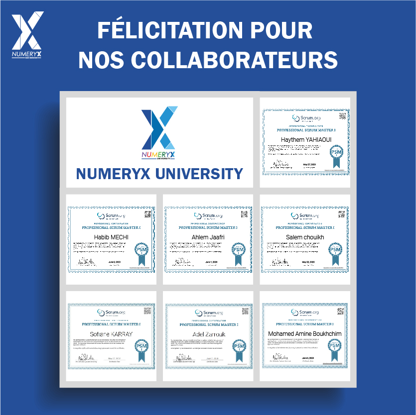🏆Encore une session de formation ornée de succès avec un taux de 100% de réussite au passage d'examen. Heureux d’accompagner nos apprenants à la réalisation de leurs objectifs. #NumeryxUniversity #PSM1 #Agile
Suivez notre actualité : numeryx.fr