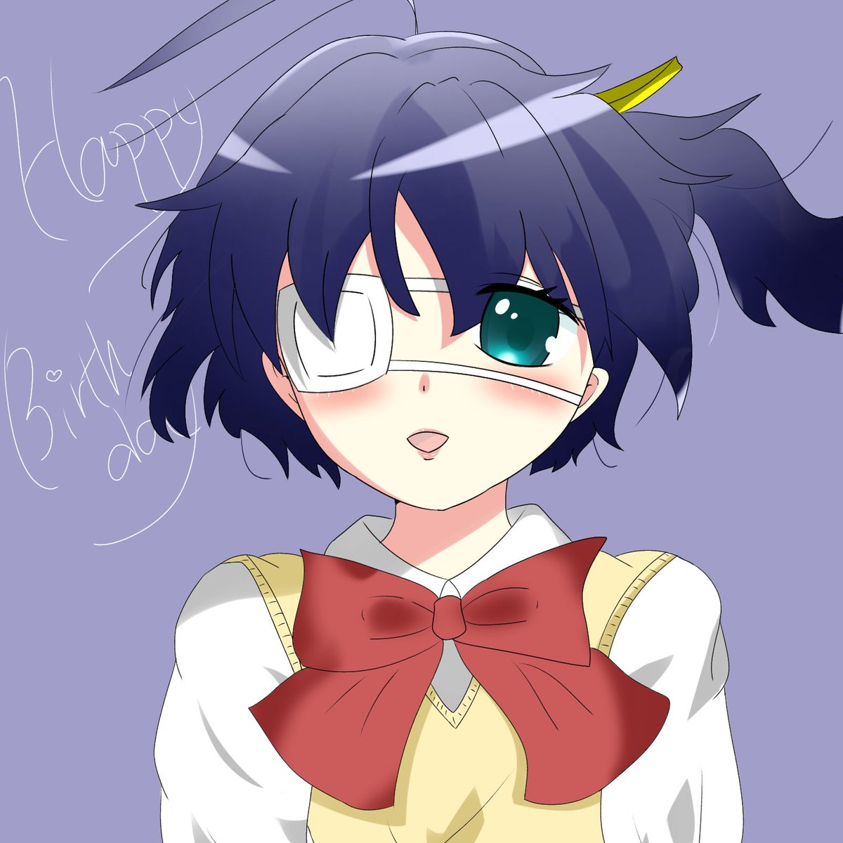 Damao だまお １日１絵 急いでさっき描きました 中二病でも恋がしたいを見てアニメ好きになったまんです 生誕祭ということで頑張って指で描いた Happy Birthday 小鳥遊六花生誕祭 イラスト初心者 イラスト好きさんと繋がりたい 1日1絵 T