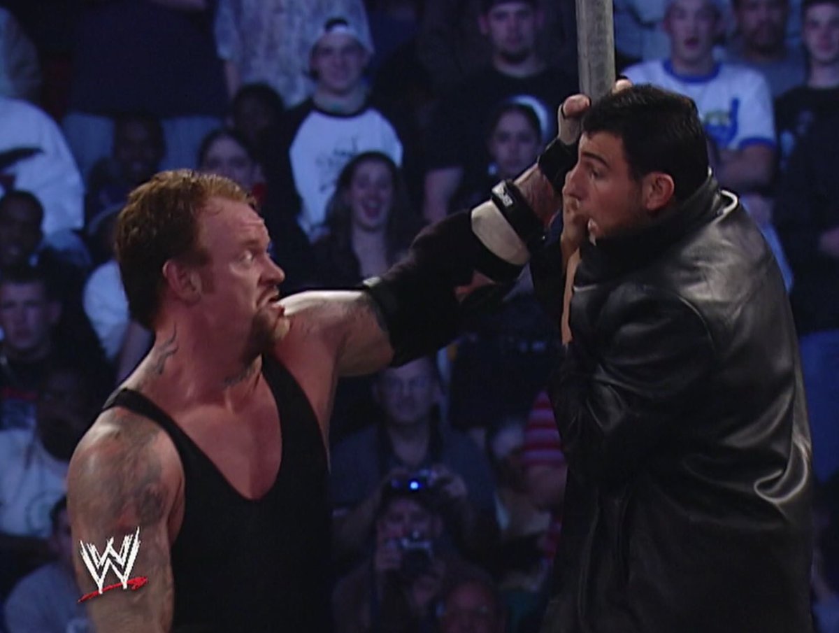 There would be no mercy for the Undertaker at No Mercy 2003.After interference from the FBI and Vince McMahon, Brock Lesnar would hit Taker with a biker chain to win the Biker Chain match and his 4th WWE Championship. #WWE  #AlternateHistory