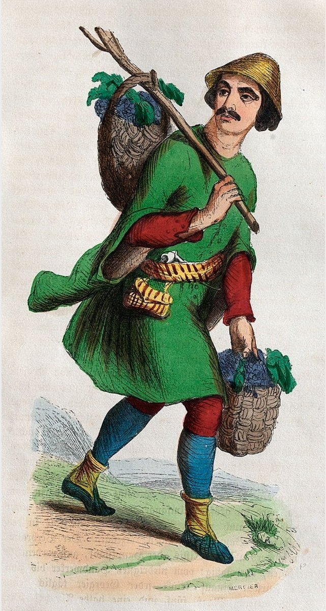 CaucasusWorld's tweet photo. #Mingrelian with two baskets of grapes. 19th Century colour engraving (1846). #mingrelia #georgia #caucasus https://t.co/kRl1Htd8mx