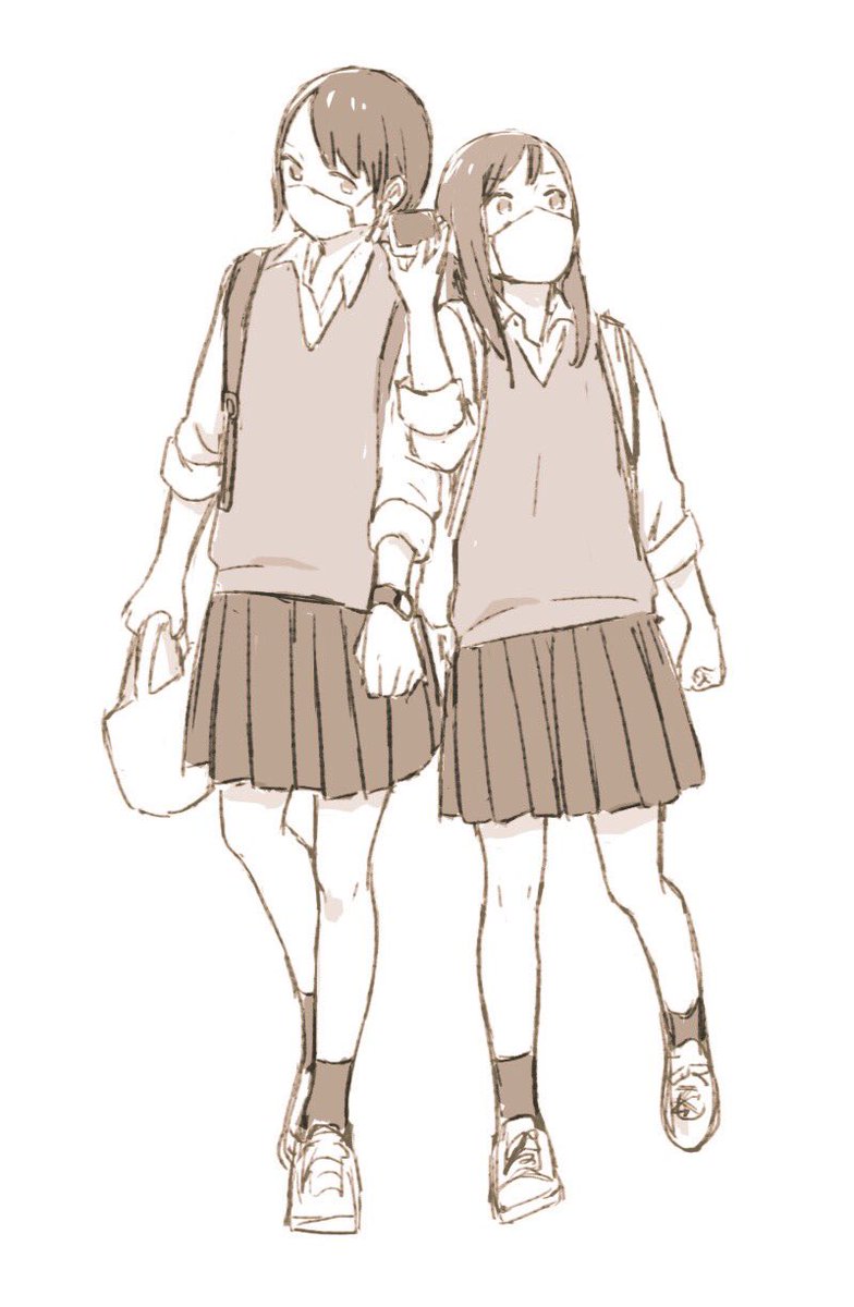 今日見かけた ひとつのスマホから出る音を二人で聞く高校生がなんとも言えず可愛かっ わやのイラスト