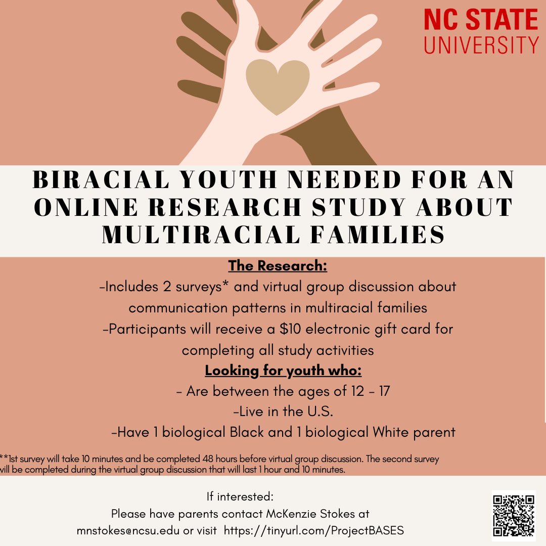 BeingDrGreen's tweet photo. Hey y’all! I’m currently recruiting Biracial (Black-White) youth for my dissertation project about racial communication in multiracial families. Please share with parents/families of kids who fit the criteria. Oh and - happy #LovingDay 🤎 https://t.co/5yFGBQxOlV