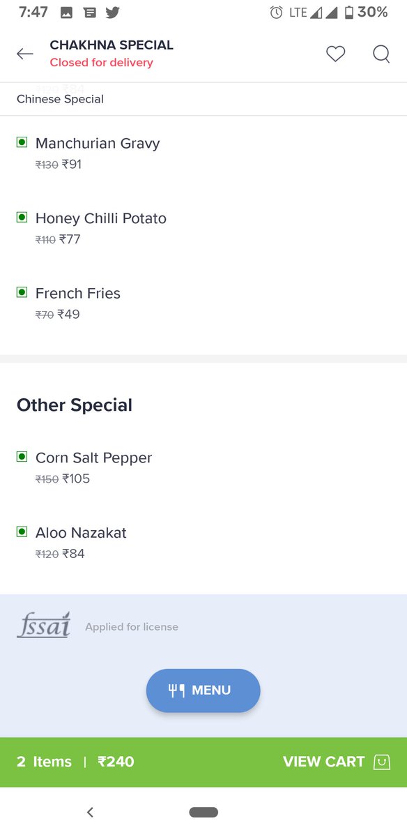 60secdrama's tweet photo. New scam from @SwiggyCares @swiggy_in . Order id 75042859649.
No physical restaurant in Sri Ganganagar. Name of restaurant chakna special.
Screenshot attached.
No proper response from swiggy. Registered a restaurant with no fssai https://t.co/tQvqoQWjh5