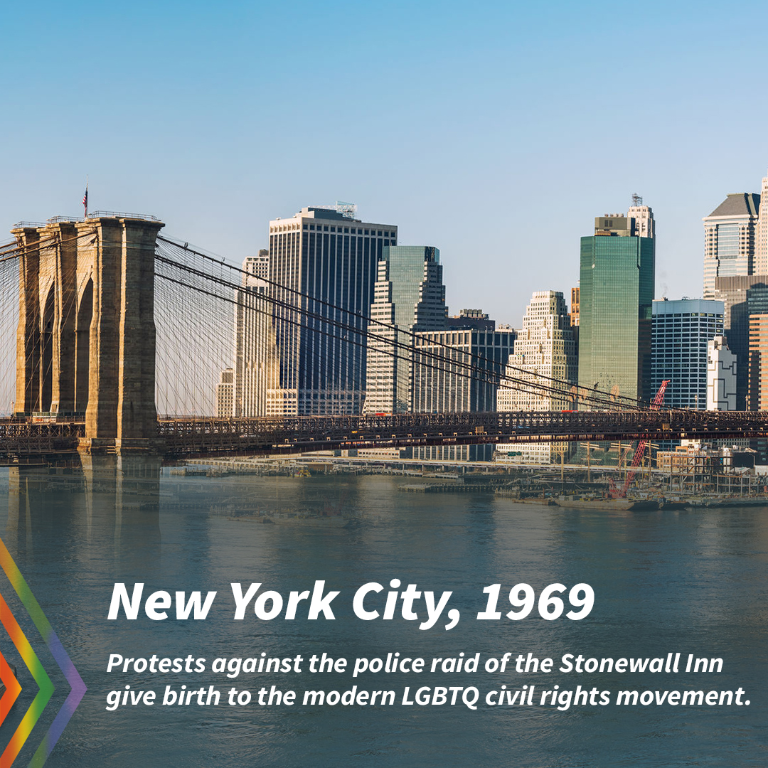 SpiritAirlines's tweet photo. Diversity and inclusion inspire all that we do. Today recognizing those who fought for equality is more important than ever. To commemorate LGBTQ trailblazers and Pride Month, here are five history-making places you can visit with Spirit 🏳️‍🌈✈️💛 #MoreGo https://t.co/VIx1YtPgEi