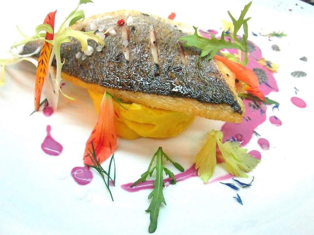 Roasted dorado with saffron puree