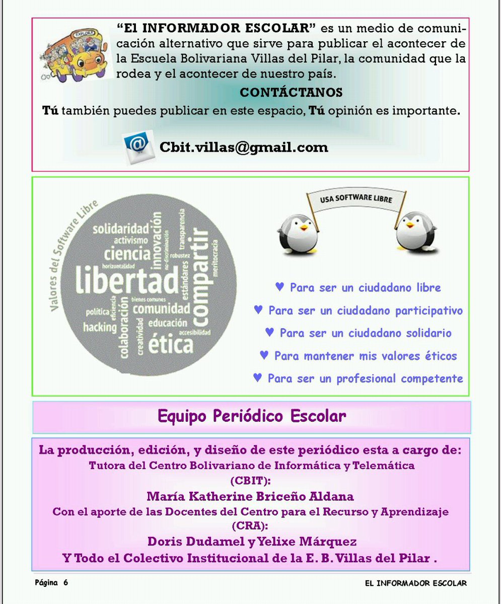 CBITVP's tweet photo. #12Jun Todas las semanas puedes disfrutar del Informador Escolar creado desde el #CBIT para todos, tú también puedes participar. Escríbenos. @vane_prieto @Fundabit_ @fundabitpor @ZEPortuguesa @MPPEDUCACION @jovalroga @municipioaraure https://t.co/frc3uZBZMD