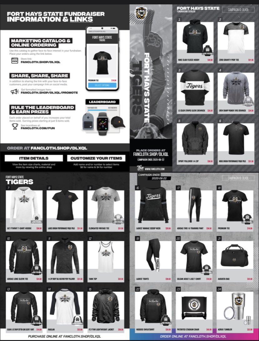 Ten days left if you want some new Tiger gear for the coming year! This gear is for all 🐯 fans, not just our great soccer fans 😊. Let us know if you have any questions. If you are able, we hope you will support us this fall. #RollTiges🐯⚽️ 

FANCLOTH.shop/DLXQL