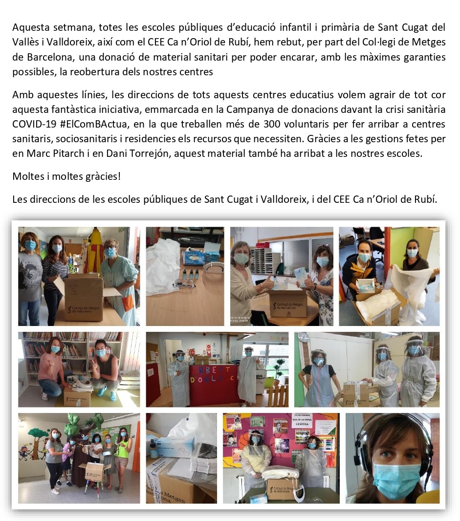 #Gràcies, <a href="/COMBarcelona/">Col·legi Metges BCN</a>! #ElCoMBActua ❤️
