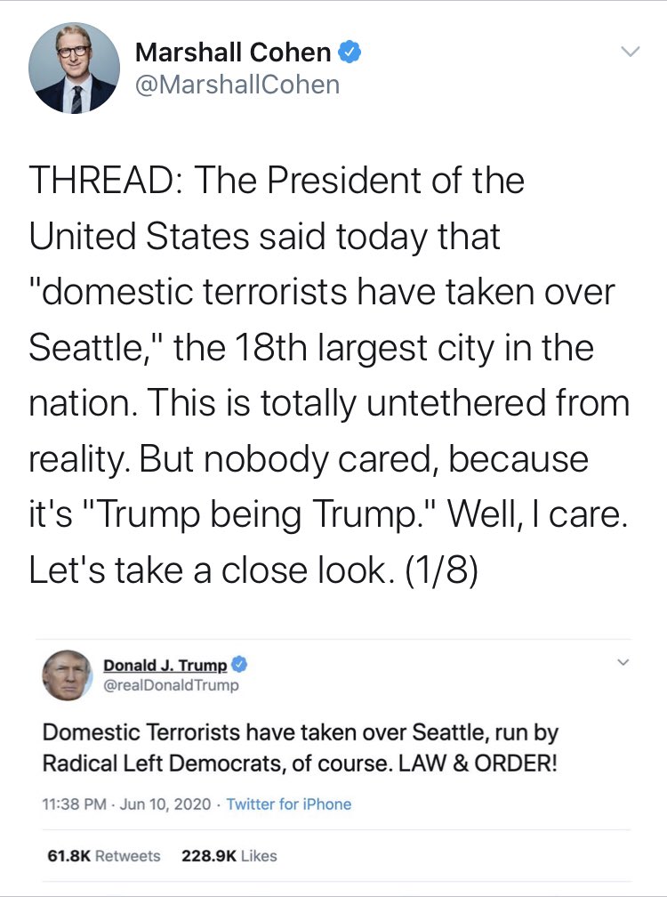 I’m sure you’ve seen the thread from  @CNN’s  @MarshallCohen. Would you be surprised to find out that he expressed the opposite sentiment when it came to the Bundys?Marshall, imagine  #CHAZ “in a far away place...”