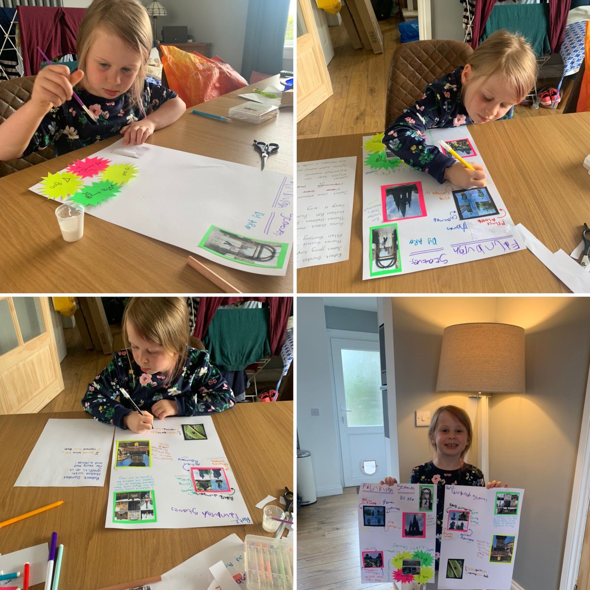 lisa_andrews_89's tweet image. As we’ve been struggling a bit with home school target tasks, we decided to chose a topic each week to learn about and make a poster for on a Friday. This week was Edinburgh Statues🗽🦄 @ParkCraigour #weeklytopic #homeschooling #posterprojects