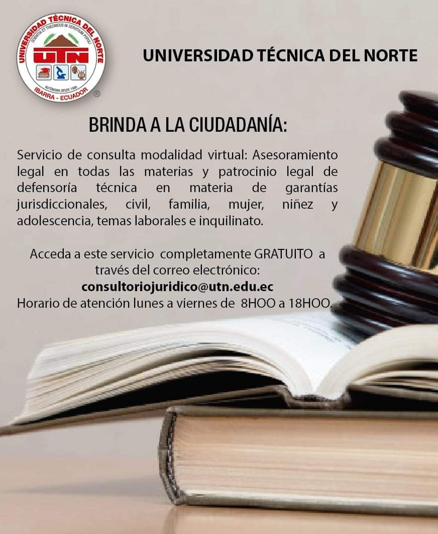 11_Yomy's tweet photo. Si necesitas asesoría legal, no dudes en contactarnos ingresando a nuestro correo consultoriojuridico@utn.edu.ec.
Servicio completamente GRATUITO. https://t.co/TWNJmFozNQ
