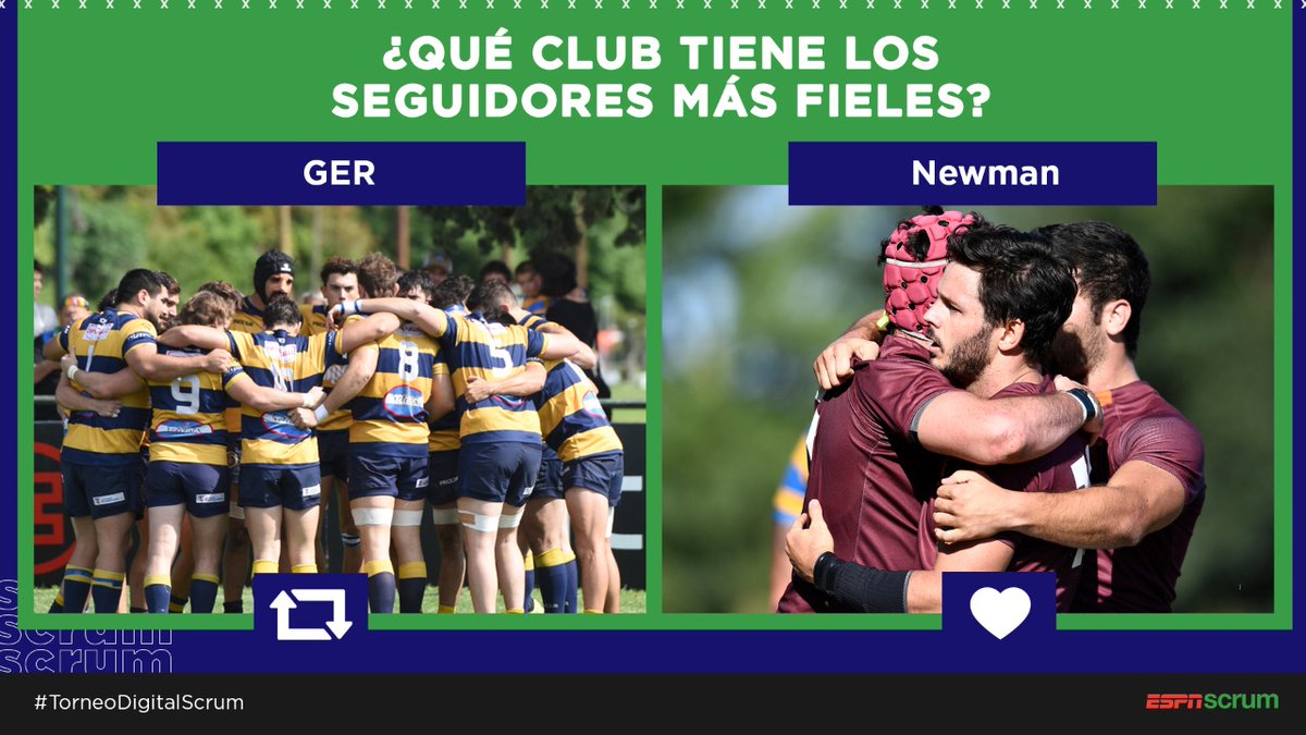 ¿Y por acá? ¿Quién ganará?

RT <a href="/miclubGER/">Club G.E.R</a>

FAV <a href="/ClubNewman/">Club Newman</a>

#TorneoDigitalScrum