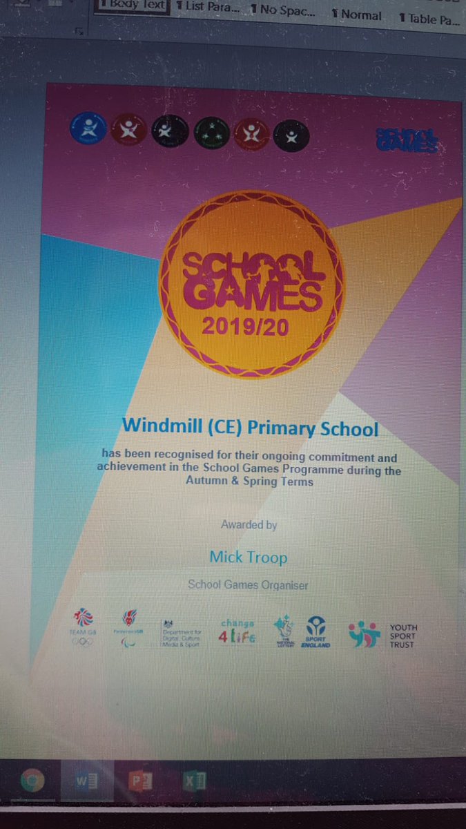 Despite there being no School Games Award this year, we have received an award of recognition. Well done and thank you to every pupil, parent and member of staff who has taken part or enabled school sporting events to happen.