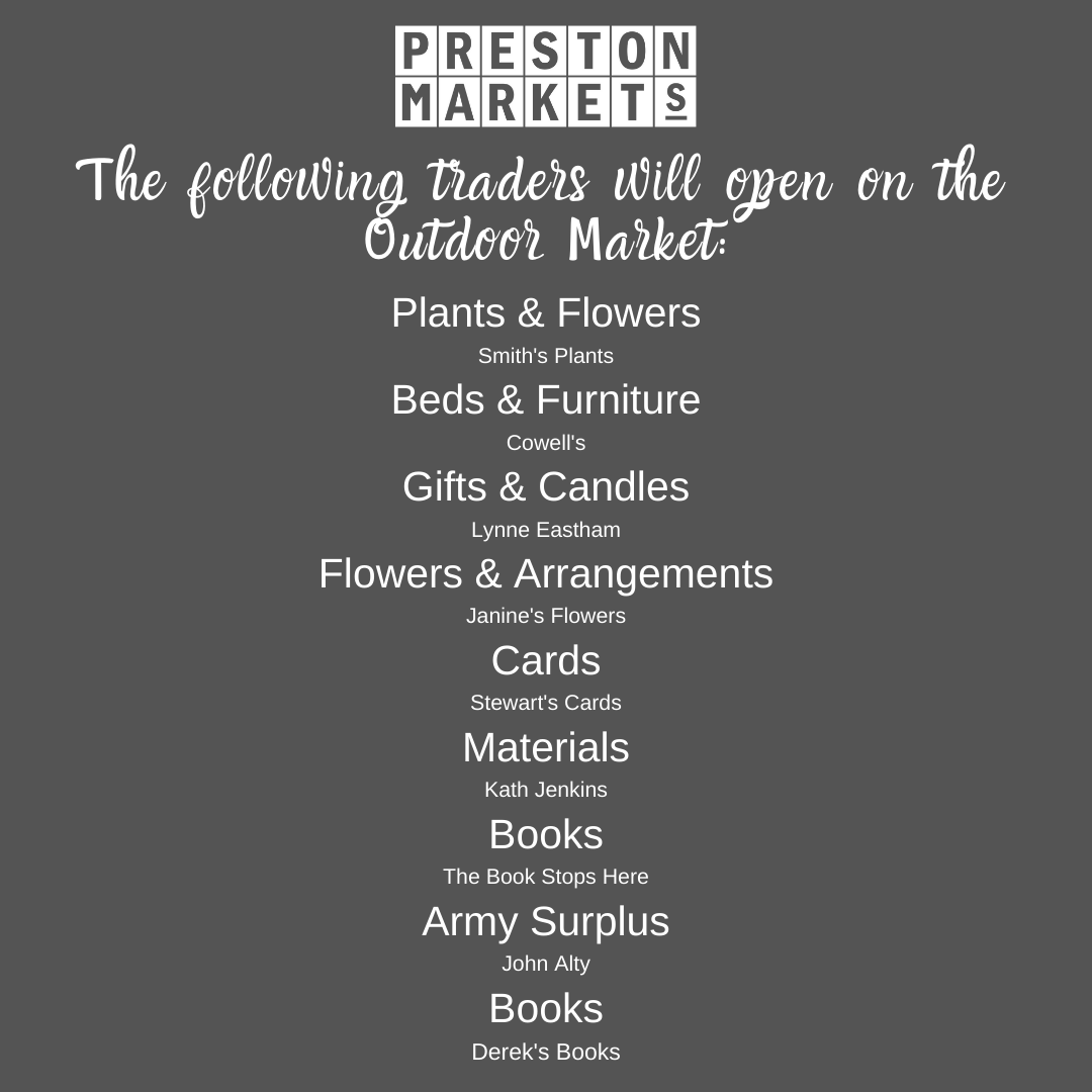 prestonmarkets's tweet photo. The Outdoor Market is back tomorrow, 8am-2pm. 

Remember the Outdoor Market is currently only open Wednesdays and Saturdays until further notice. 
Please adhere to the social distancing guidelines while shopping with us.
#PrestonMarkets https://t.co/wPFYGpOShn