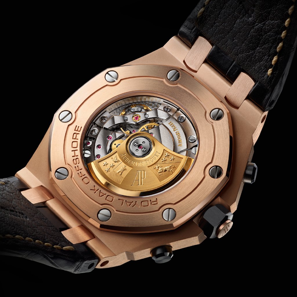 AudemarsPiguet's tweet photo. Contrast is key. The Royal Oak Offshore’s 18-carat pink gold case offers a powerful duality with its black “Mega Tapisserie” dial. https://t.co/Ji2pkQw09M

#AudemarsPiguet #RoyalOak #PinkGold https://t.co/ovtBpGXwaJ