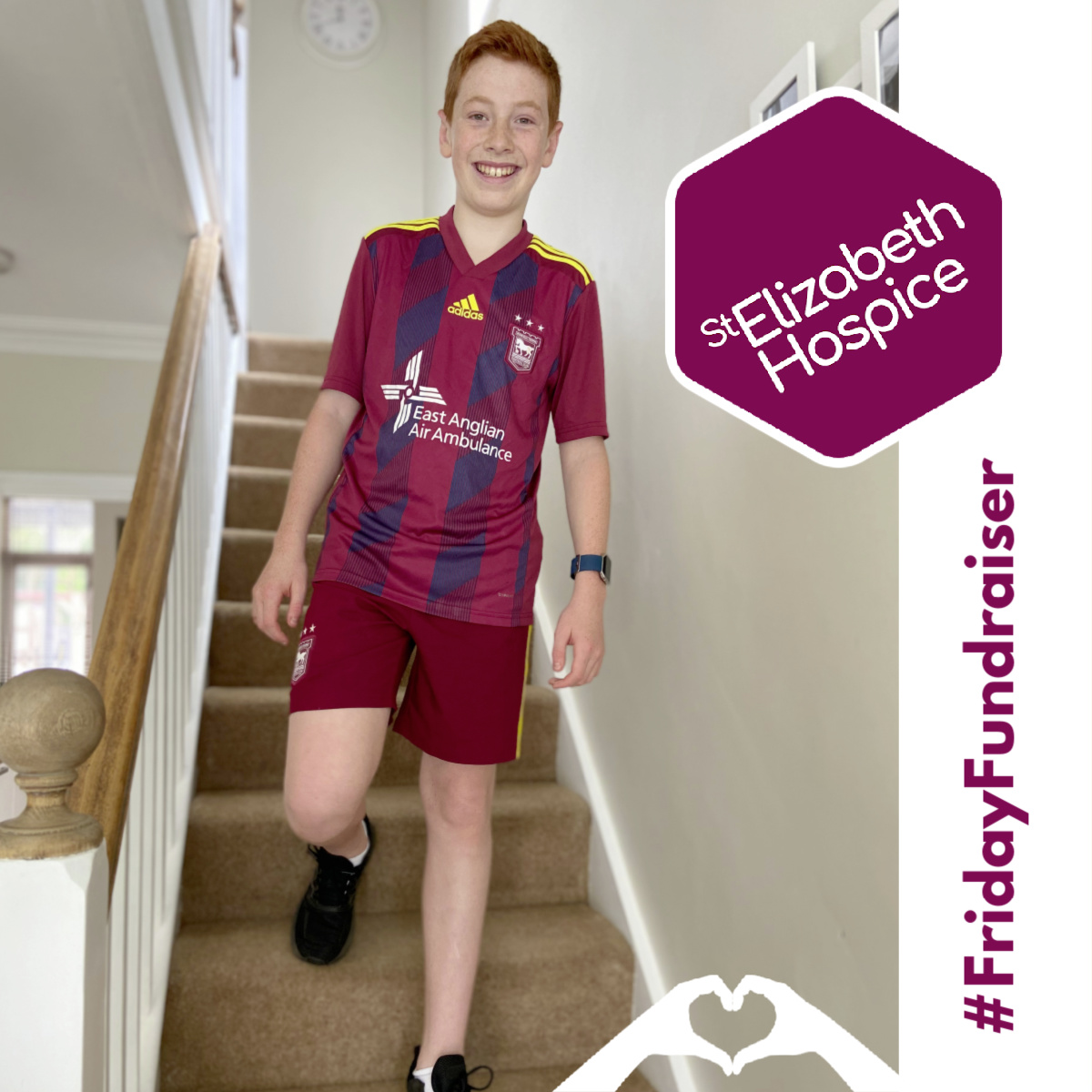 StElizabethHosp's tweet image. #FridayFundraiser
13 year old Jake Howells from @KesgraveHigh is climbing the height of Mt. Everest on his stairs at home. The target is 1936 flights of stairs.  Jake has already completed over 1000 flights!

Support Jake on his Just Giving page here: justgiving.com/fundraising/ja…