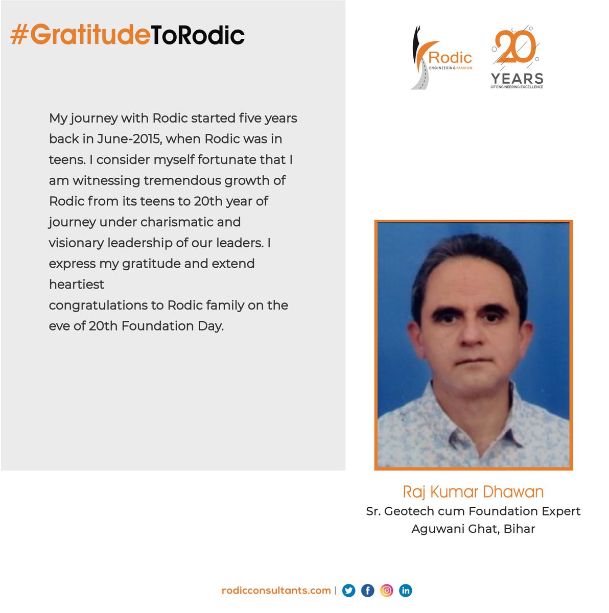 As we mark our 20th Foundation Year, here are snippets of a few team members who share their heartfelt messages for the organization. 

#RodicFoundationDay #Rodicat20Years #SharedStruggle