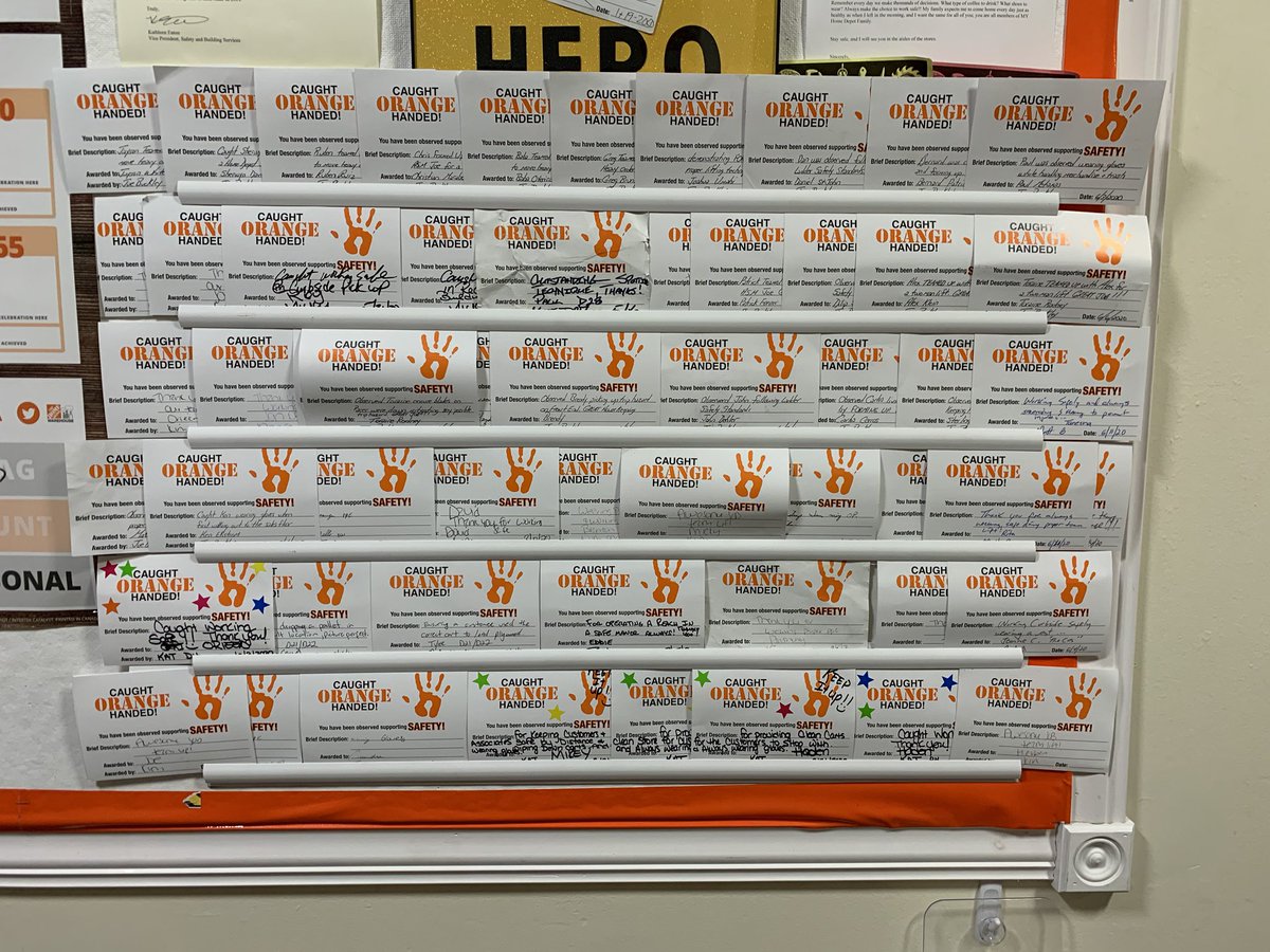 Love all of the safety recognition that goes on here at the Raceway Home Depot. Thank you to everyone for taking the time out to recognize all of our associates, and a big thank you to all of the caught orange handed recipients. Thank you for working safe!