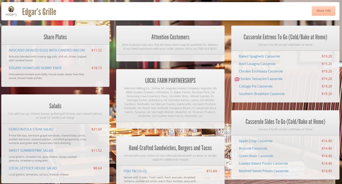 Have your favorites from Edgar's Grille delivered to your home via Augusta To Go Wednesday through Saturday from 12 - 8 p.m. at ow.ly/SID950A58Zn.
#EdgarsGrille #AugustaToGo #AugustaGA