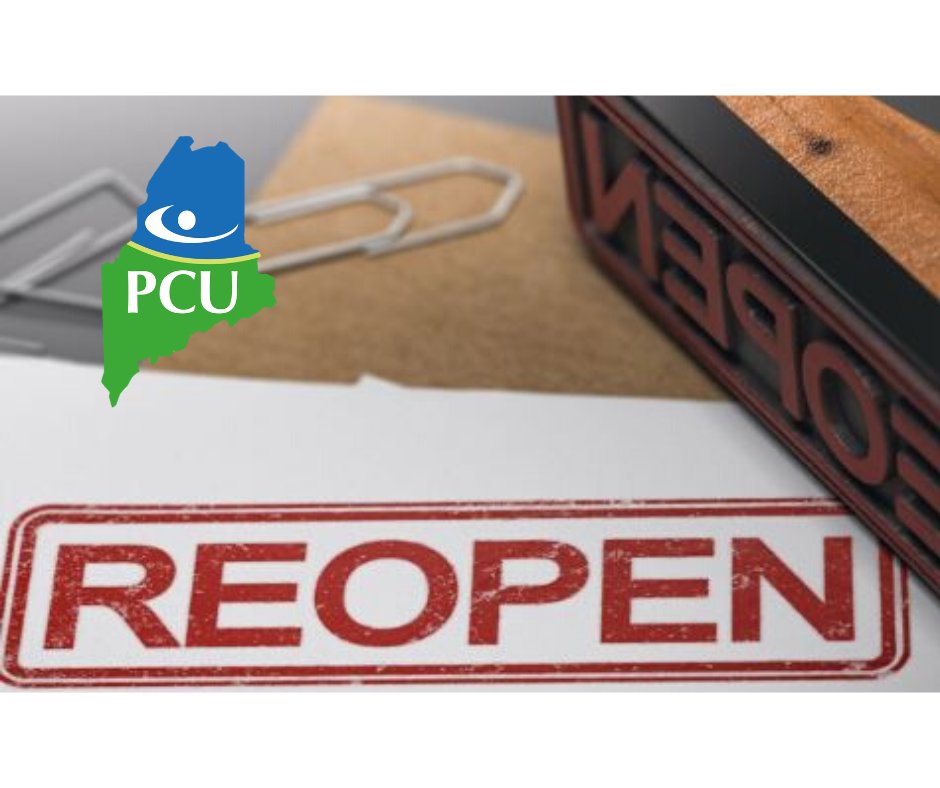We are excited to reopen for teller service! Starting Monday, June 15th, 2020, our branch lobbies will be open for in person transactions. Are you interested in Loan or Account opening? Please call to book an appointment (207) 282-4156 or email info@peopleschoiceme.org
