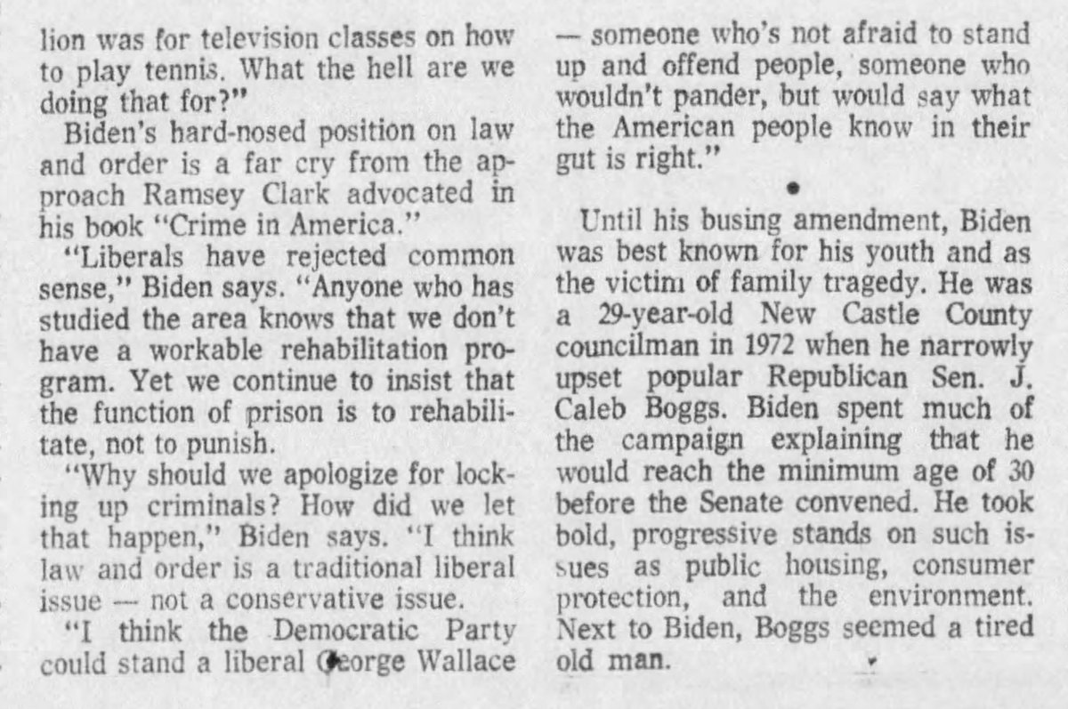 Maybe it was the following year when he said the Democratic Party needed a "liberal George Wallace - someone who's not afraid to stand up and offend people"?(BTW, is that your boss saying "law and order is a traditional liberal issue"? I thought that was a racist dog whistle?)