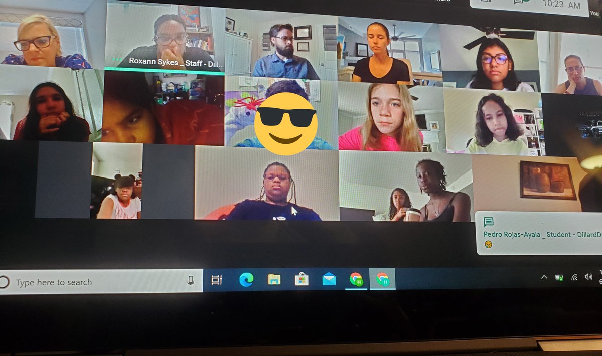 Last Google Meet with our 5th graders. 😭  Thank you @rsykez @MrsAGriffin1 for joining us. We will miss you 5th graders. You will SOAR in Middle School! 🎊🥳🎉 Love you forever! #DDES5th @DillardES @Dmcalister11 @hunterinfifth